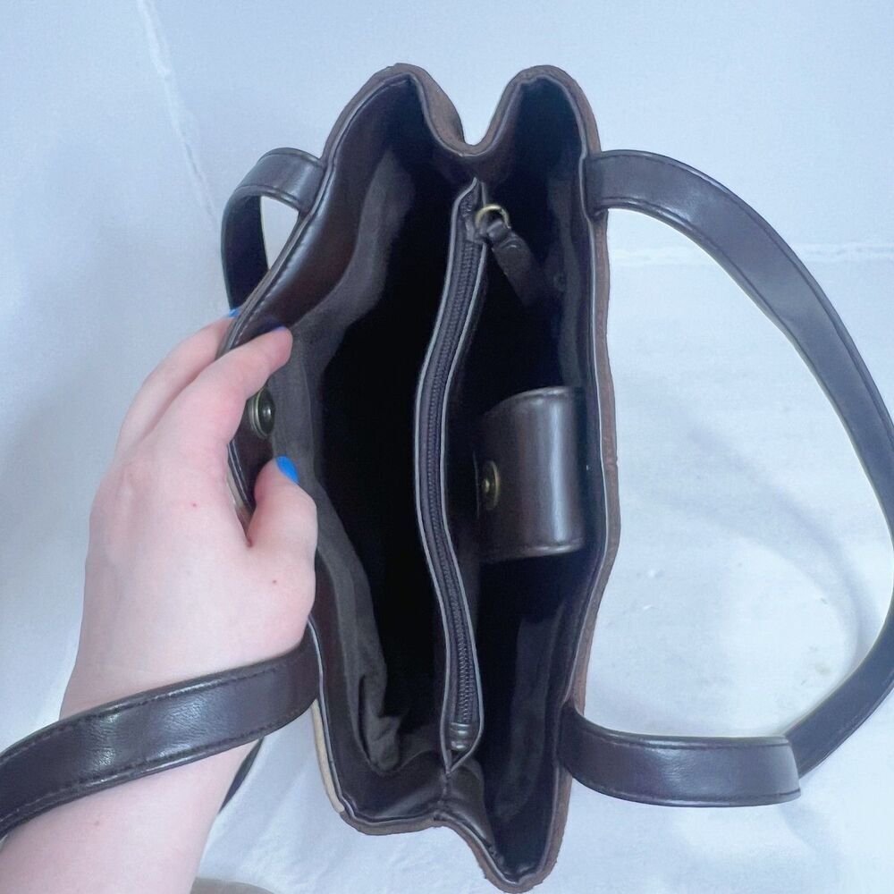 Vintage Sonoma Brown and Tan Suede Patchwork Shoulder Bag Purse - Picture 4 of 9